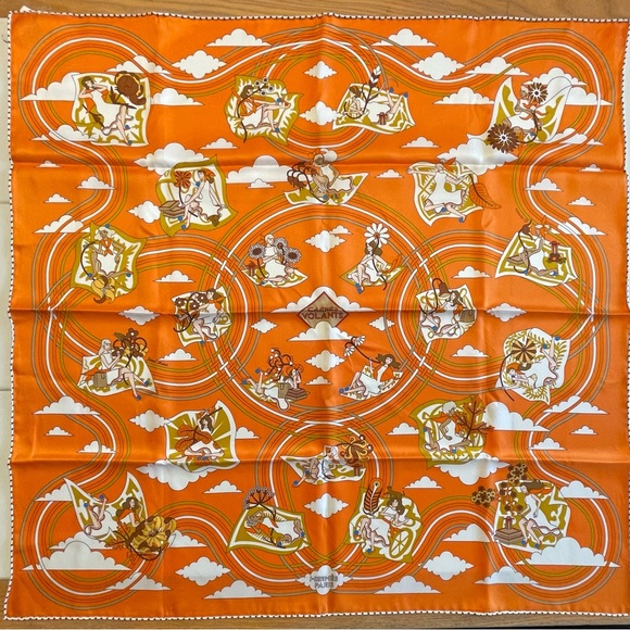 Carres Volants Scarf - Authentic Hermes 70 Format Silk Scarf. - Picture 4 of 12